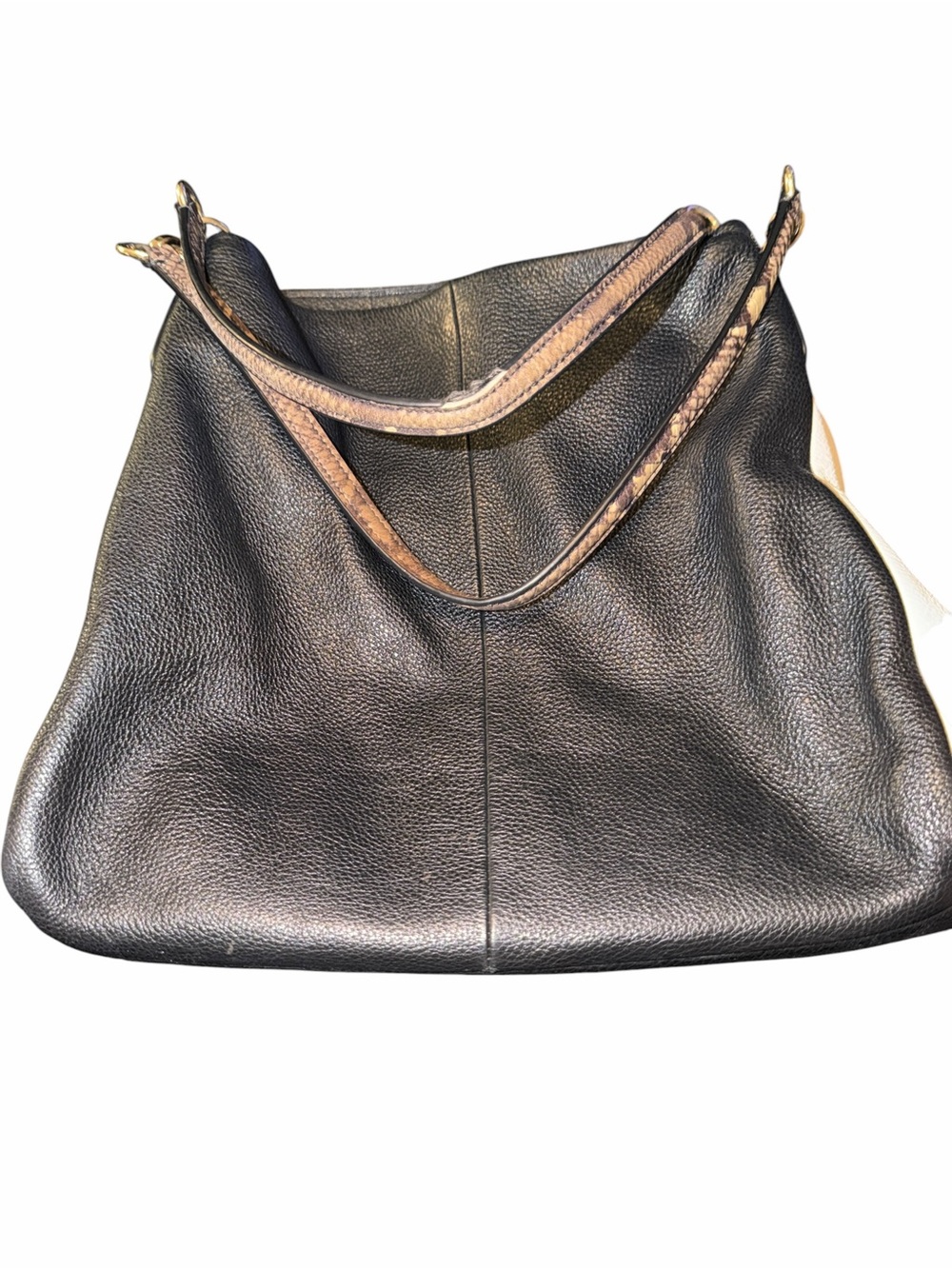Classic Black Leather Shoulder Tote
